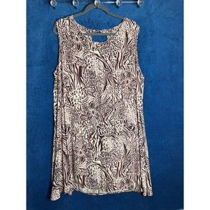 Bodacious Resort‎ Wear Dress Women Size XL Brow Animal Floral Print 100% Rayon